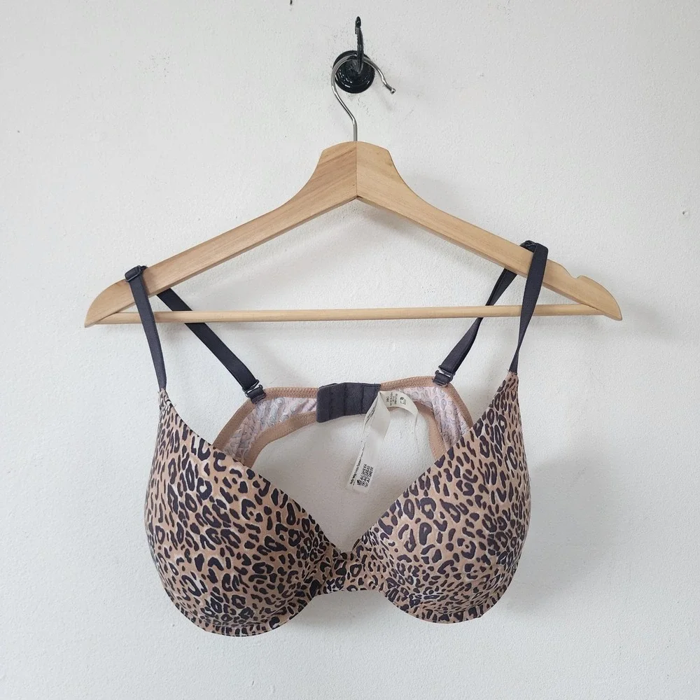 Y2K Victorias Secret PINK Brown Bra Animal Print 38C Underwire Padded